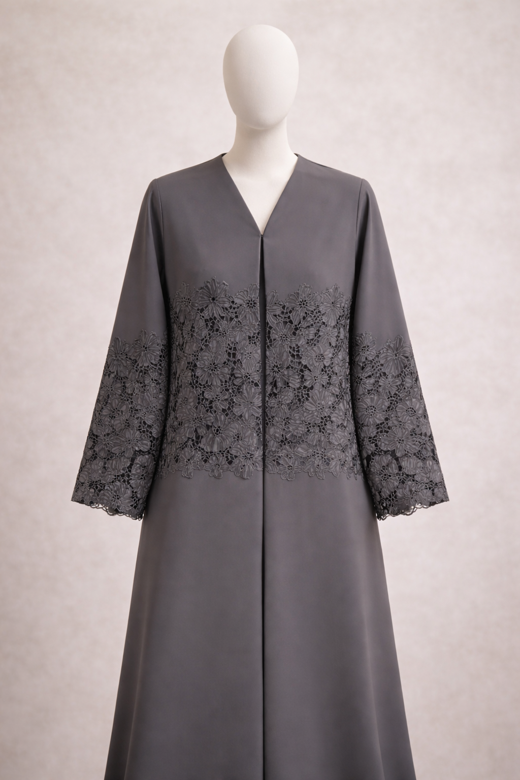 تفصيل عباية كريب ودانتيل جبير لون اسود ، Daily Crape blackabaya (Pre Order)
