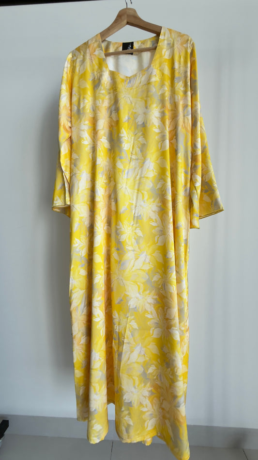 Yellow Silk Dress لبس حرير فضفاض