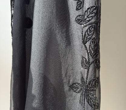 عباية اورجانزا وشيفون شك خرز ORGANZA & SHIFFION BLACK BEADED ABAYA