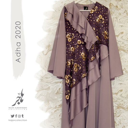 Silk & Beaded Chifon Dress لبس ساتان وشيفون بنفسجي