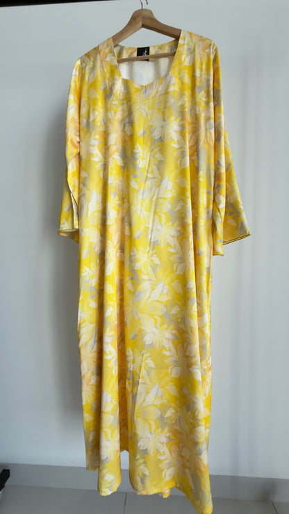 Yellow Silk Dress لبس حرير فضفاض