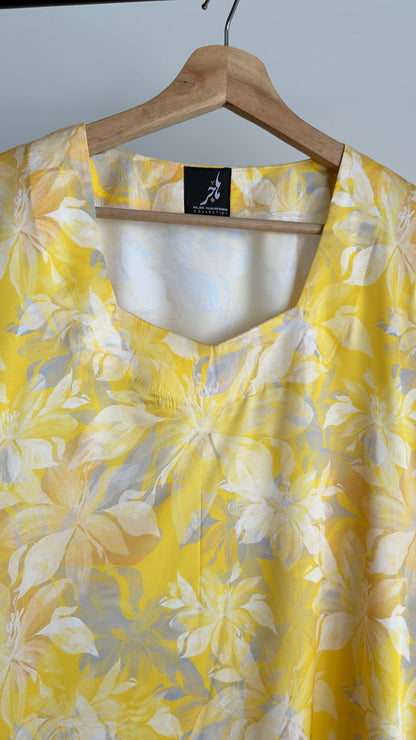 Yellow Silk Dress لبس حرير فضفاض