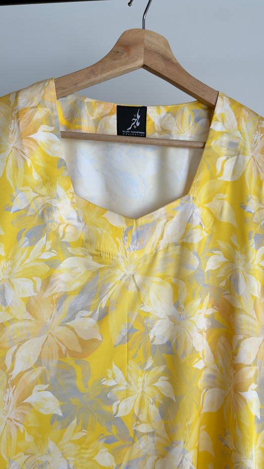 Yellow Silk Dress لبس حرير فضفاض