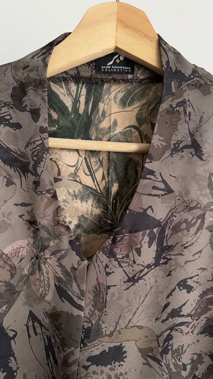 عباية جاكارد أخضر زيتوني