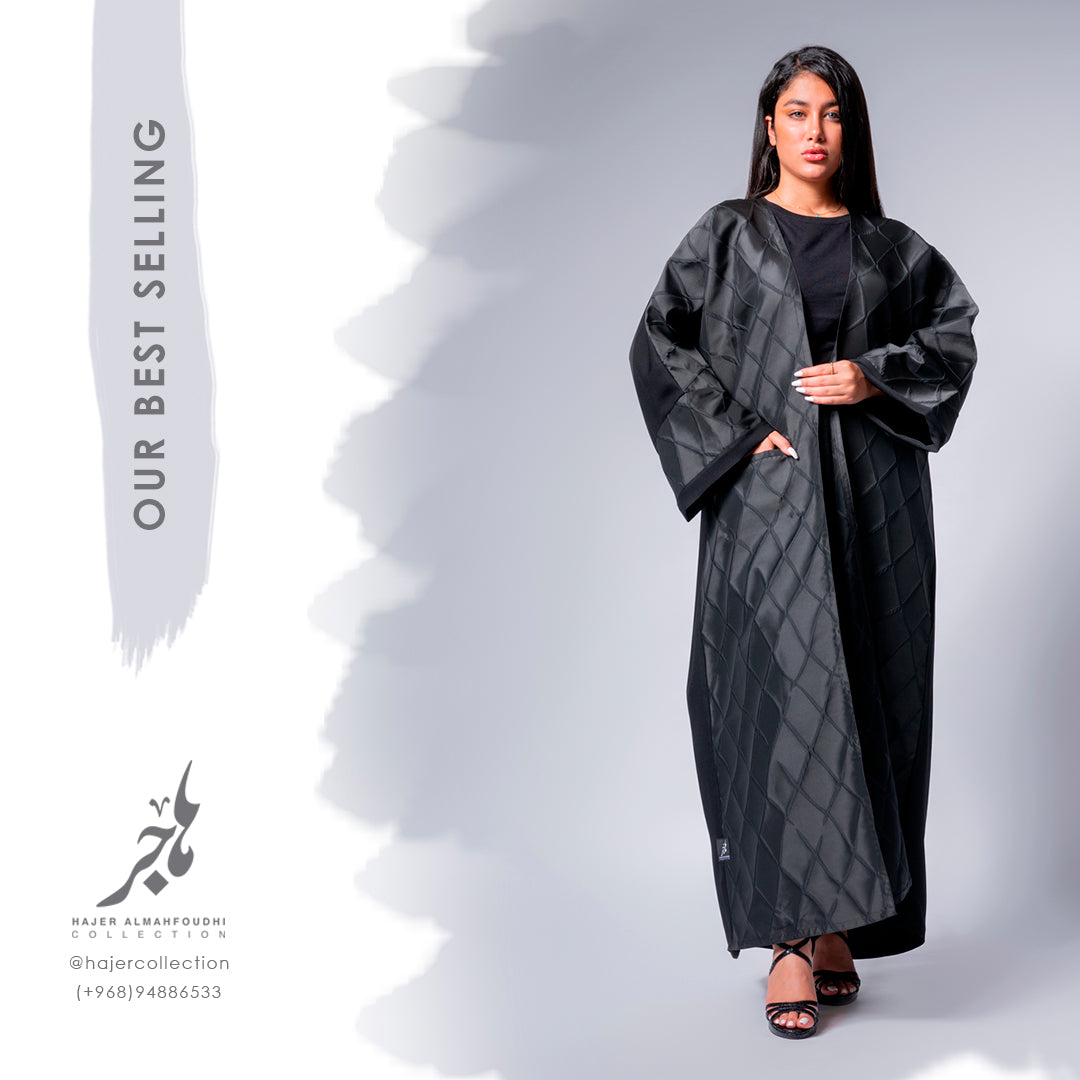 تفصيل عباية جاكارد وكريب  Jacquard &Crepe Abaya ( Tailored - Pre Order )