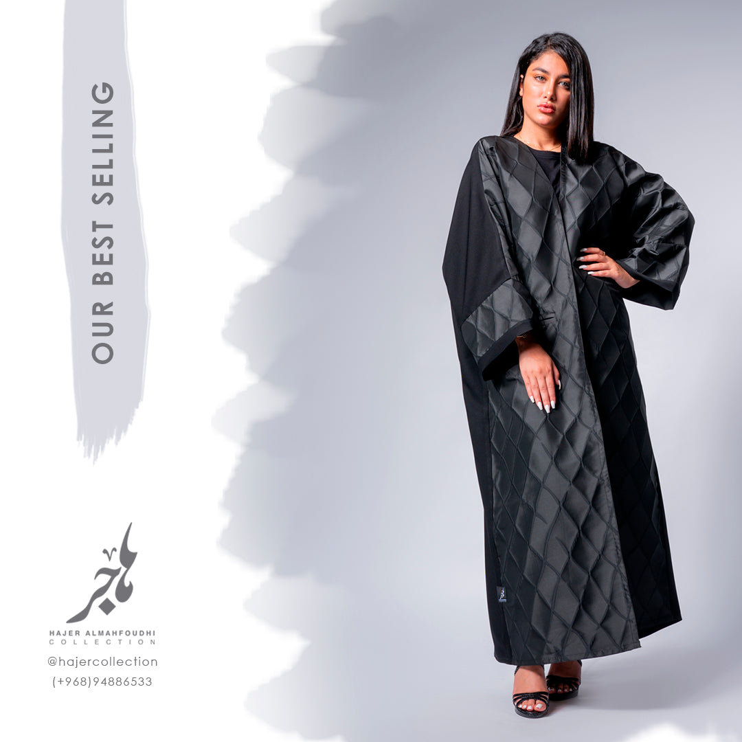 تفصيل عباية جاكارد وكريب  Jacquard &Crepe Abaya ( Tailored - Pre Order )