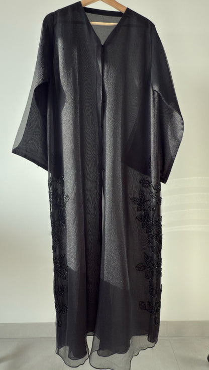 عباية اورجانزا وشيفون شك خرز ORGANZA & SHIFFION BLACK BEADED ABAYA