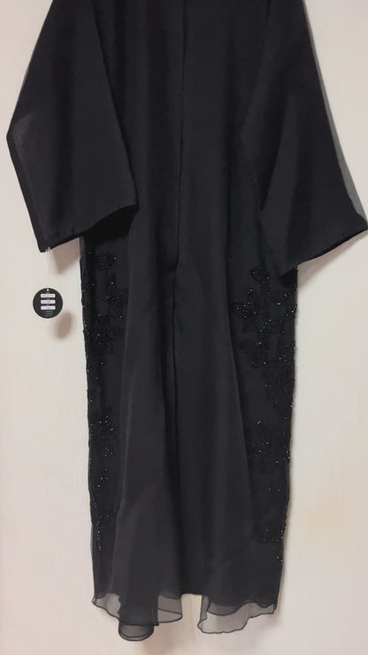 عباية اورجانزا وشيفون شك خرز ORGANZA & SHIFFION BLACK BEADED ABAYA