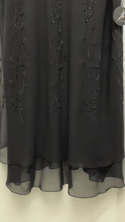 عباية دبل شيفون وفصوص BLACK CHIFFON ABAYA