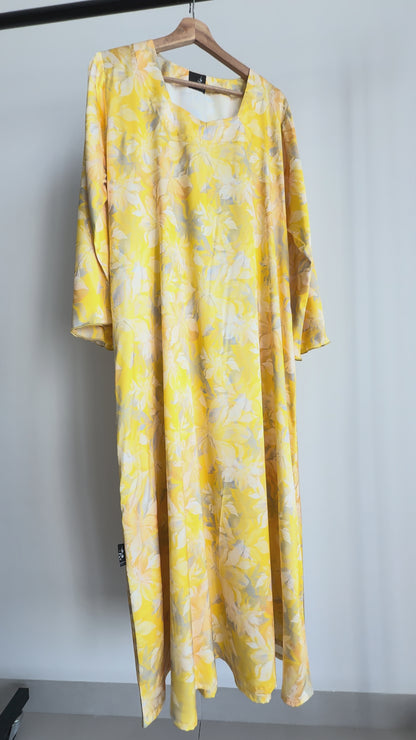Yellow Silk Dress لبس حرير فضفاض