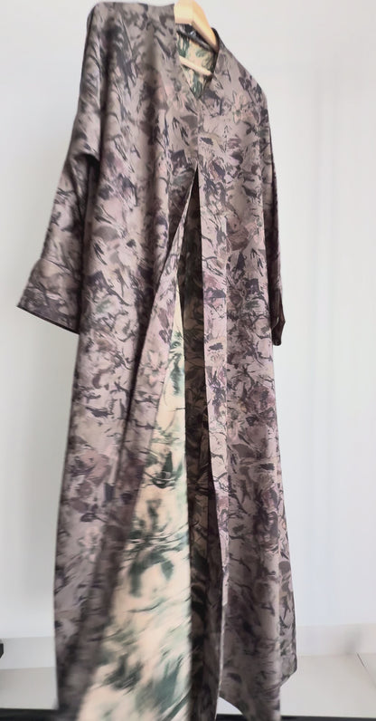 عباية جاكارد أخضر زيتوني